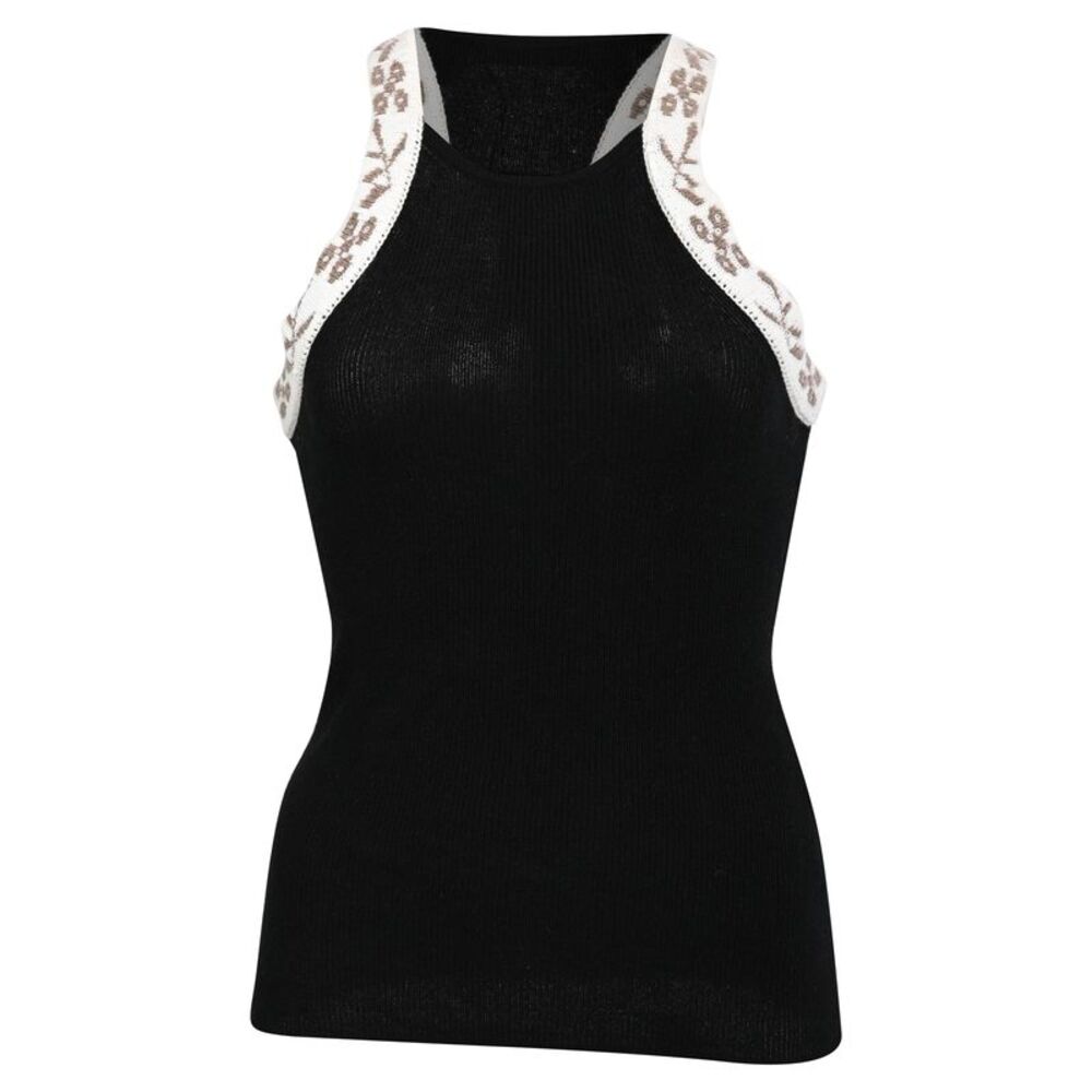 Max Mara Pleiadi Sequin-Embellished Tank Top in Black Wool